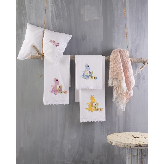 Σετ Σεντόνια Κούνιας 3 Τεμαχίων Rythmos Willy Σιέλ 105x160