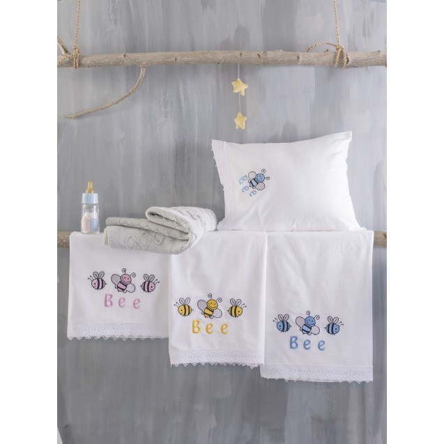 Σετ Σεντόνια Κούνιας 3 Τεμαχίων Rythmos Honey...