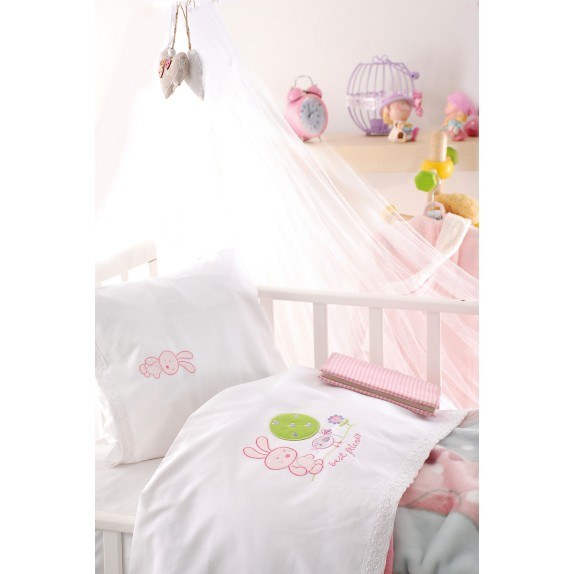 Σετ Σεντόνια Κούνιας 3 Τεμαχίων Rythmos Sweet Ροζ 100x160