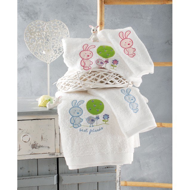 Σετ Πετσέτες 2 Τεμαχίων Rythmos Sweet Σιέλ