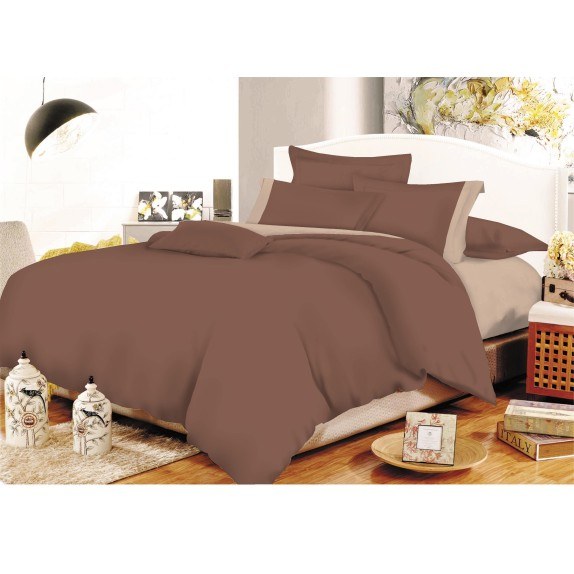 Σετ Σεντόνια Διπλά 4 Τεμαχίων ΚΟΜΒΟΣ Brown - Beige 200x240
