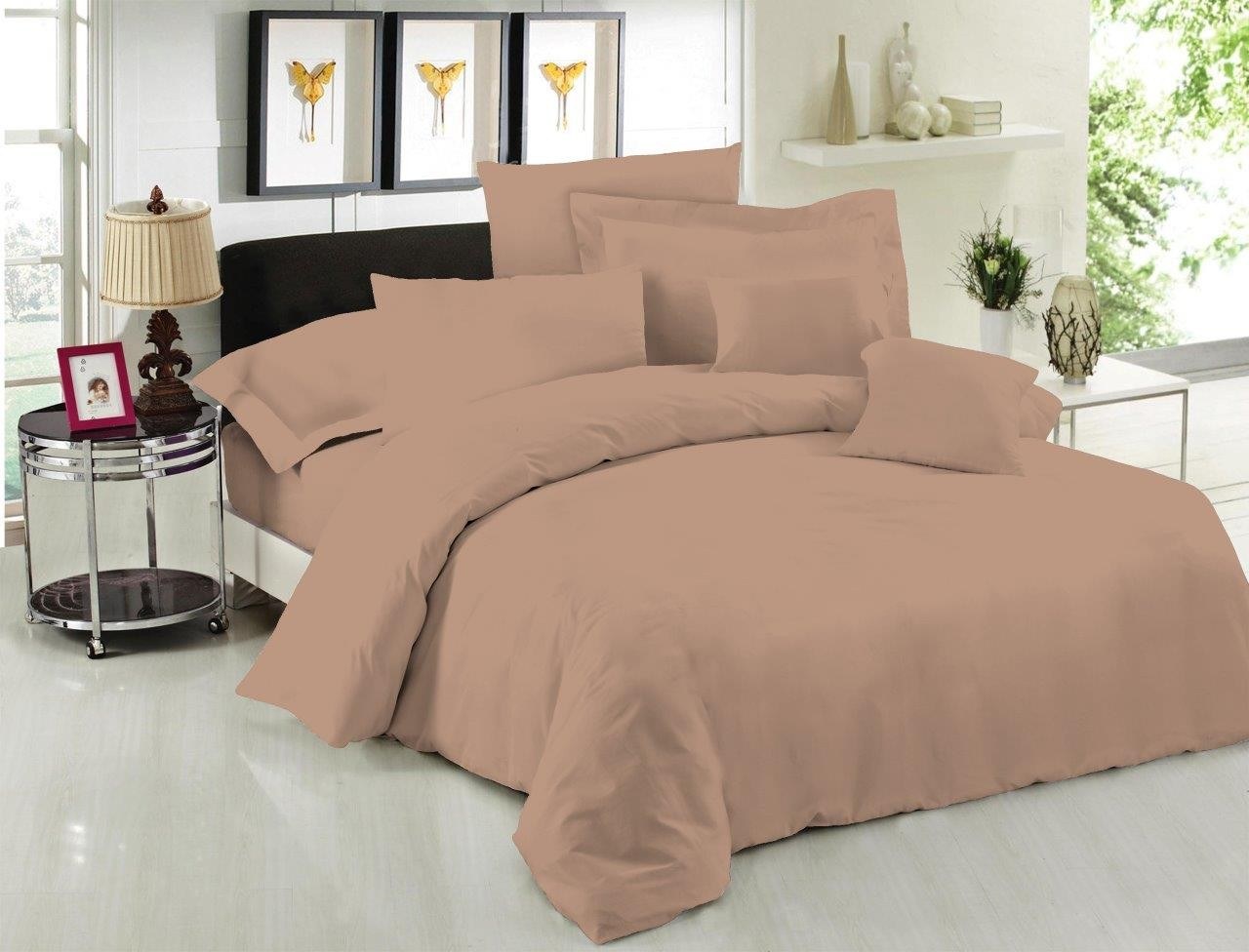 Σεντόνι Υπέρδιπλο με Λάστιχο Le Blanc Light Brown 160x200+35