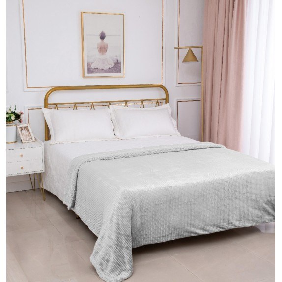 Κουβέρτα με Sherpa Μονή Silk Fashion Damask Light Grey...