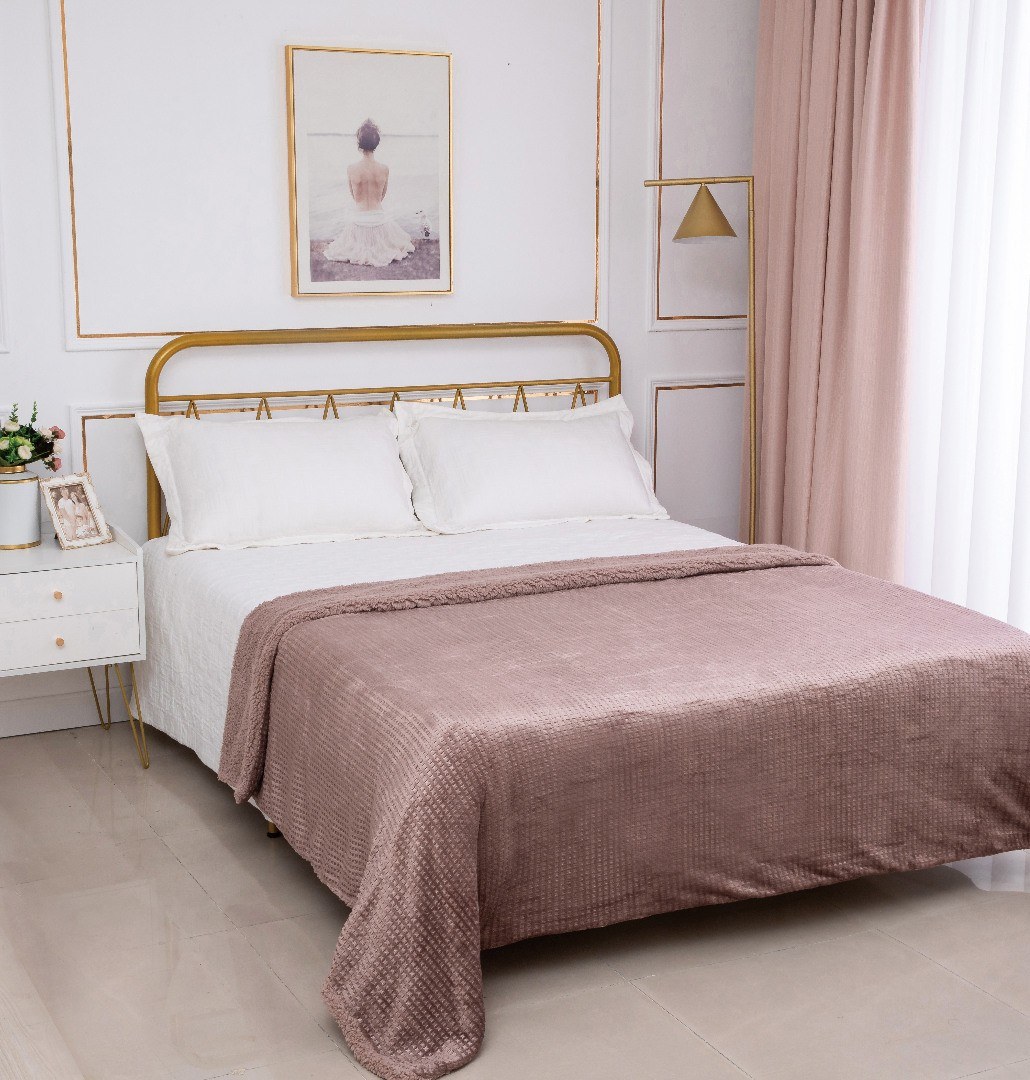 Κουβέρτα με Sherpa Μονή Silk Fashion Damask Syklamen 17