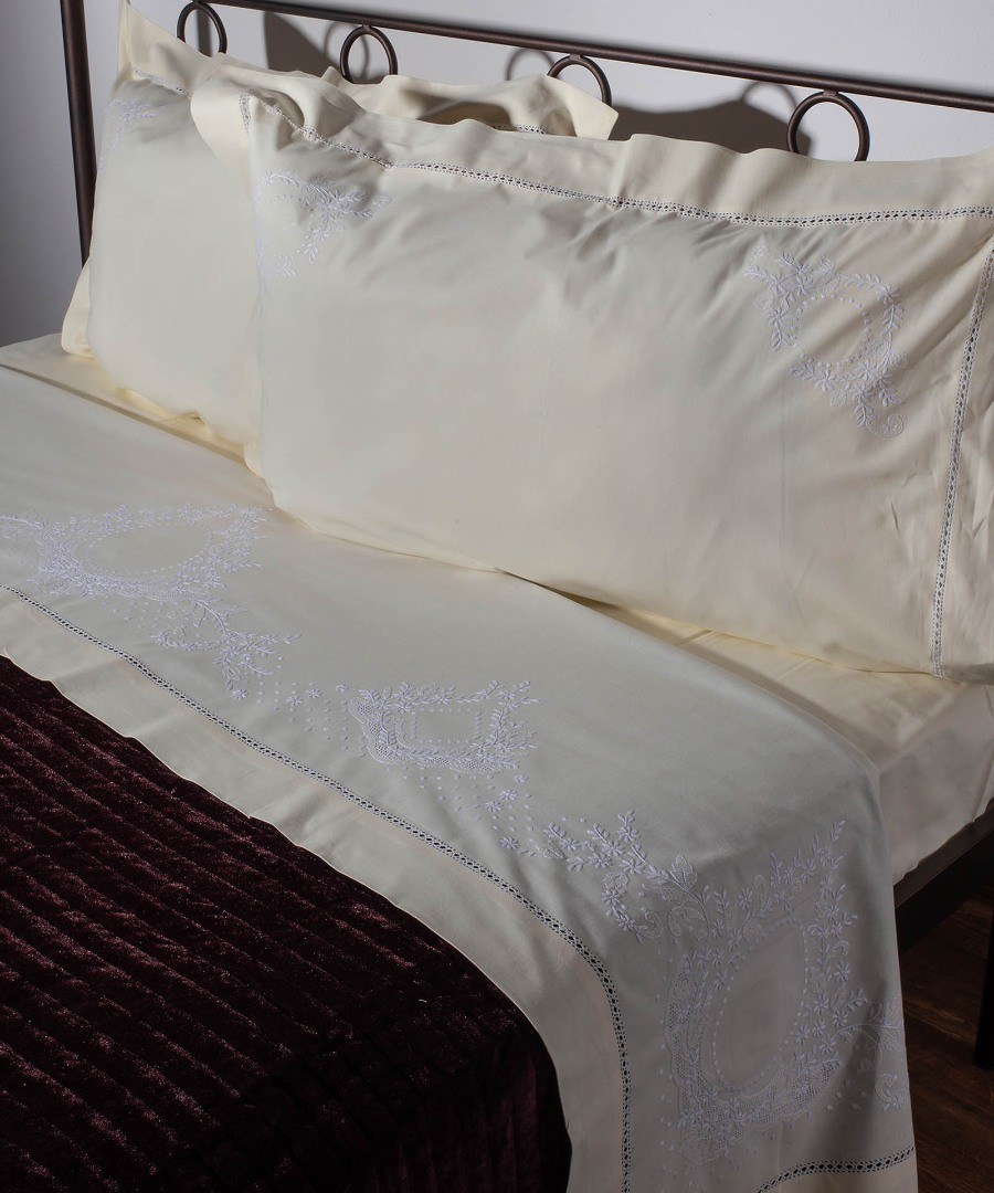 Σετ Σεντόνια Χειροποίητα Υπέρδιπλα 4 Τεμαχίων Silk Fashion 624 Κίτρινο 225x270