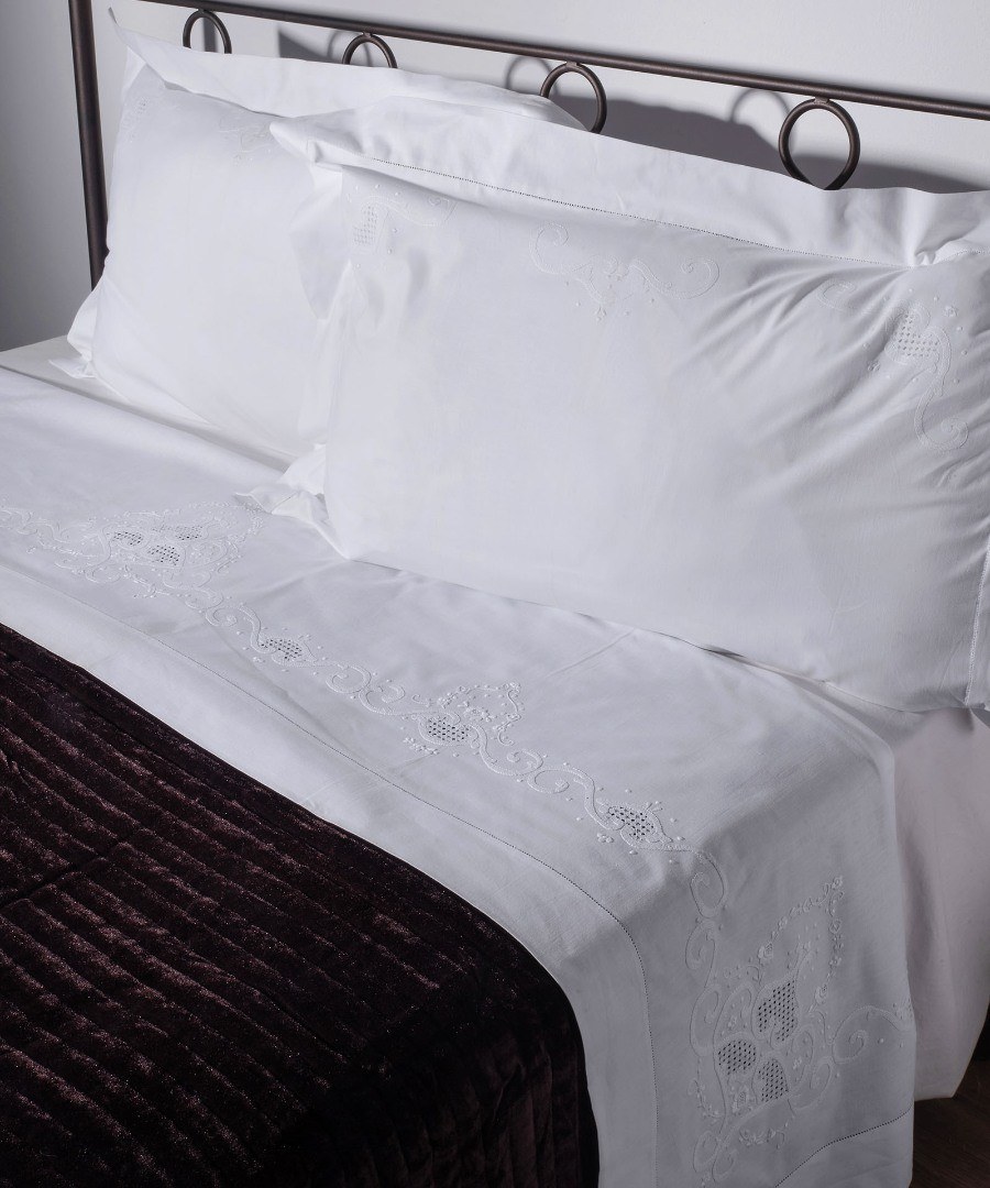 Σετ Σεντόνια Χειροποίητα Υπέρδιπλα 3 Τεμαχίων Silk Fashion 4480 Λευκό 225x270