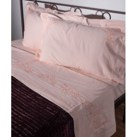 Σετ Σεντόνια Χειροποίητα Υπέρδιπλα 4 Τεμαχίων Silk Fashion NJ01 Ροζ 225x270