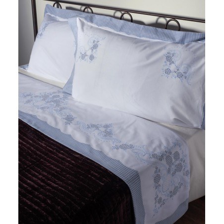 Σετ Σεντόνια Χειροποίητα Υπέρδιπλα 3 Τεμαχίων Silk Fashion 644-1 Σιέλ 225x270