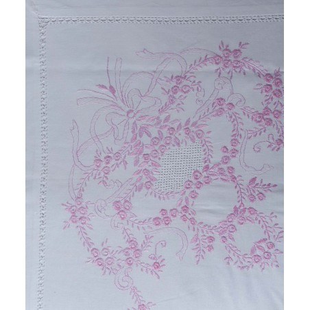 Σετ Σεντόνια Χειροποίητα Υπέρδιπλα 4 Τεμαχίων Silk Fashion 2827 Λευκό Ροζ 225x270