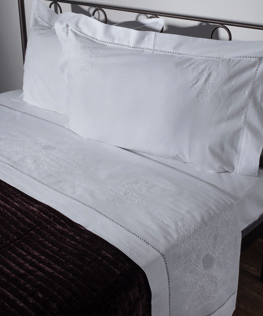 Σετ Σεντόνια Χειροποίητα Υπέρδιπλα 4 Τεμαχίων Silk Fashion 2827 Λευκό 225x270