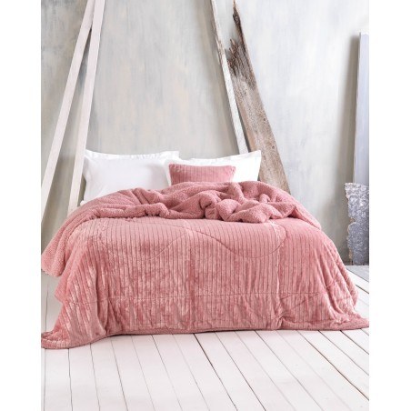 Κουβερτοπάπλωμα Μονό Rythmos Shabby Ροζ 160x220