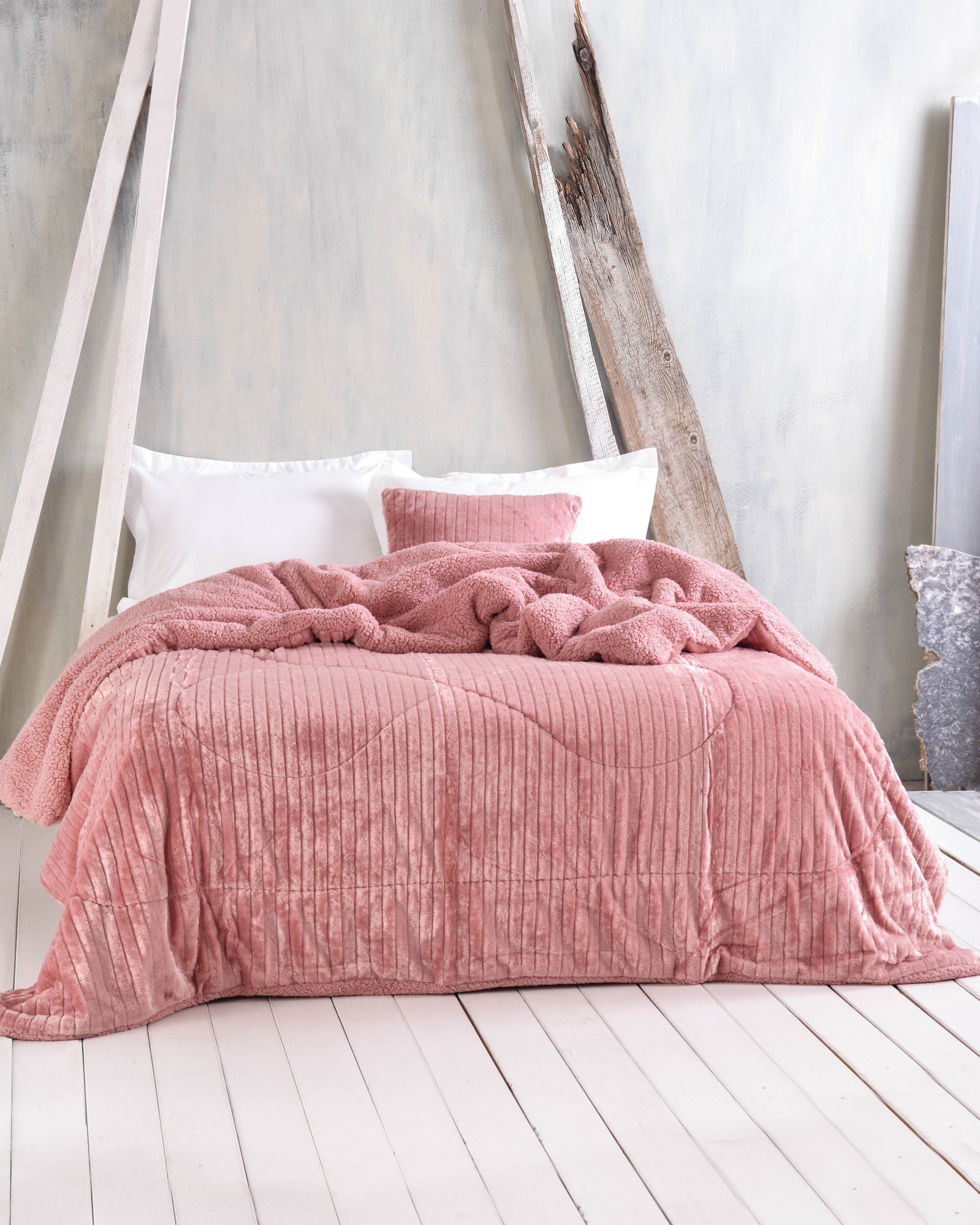 Κουβερτοπάπλωμα Μονό Rythmos Shabby Ροζ 160x220