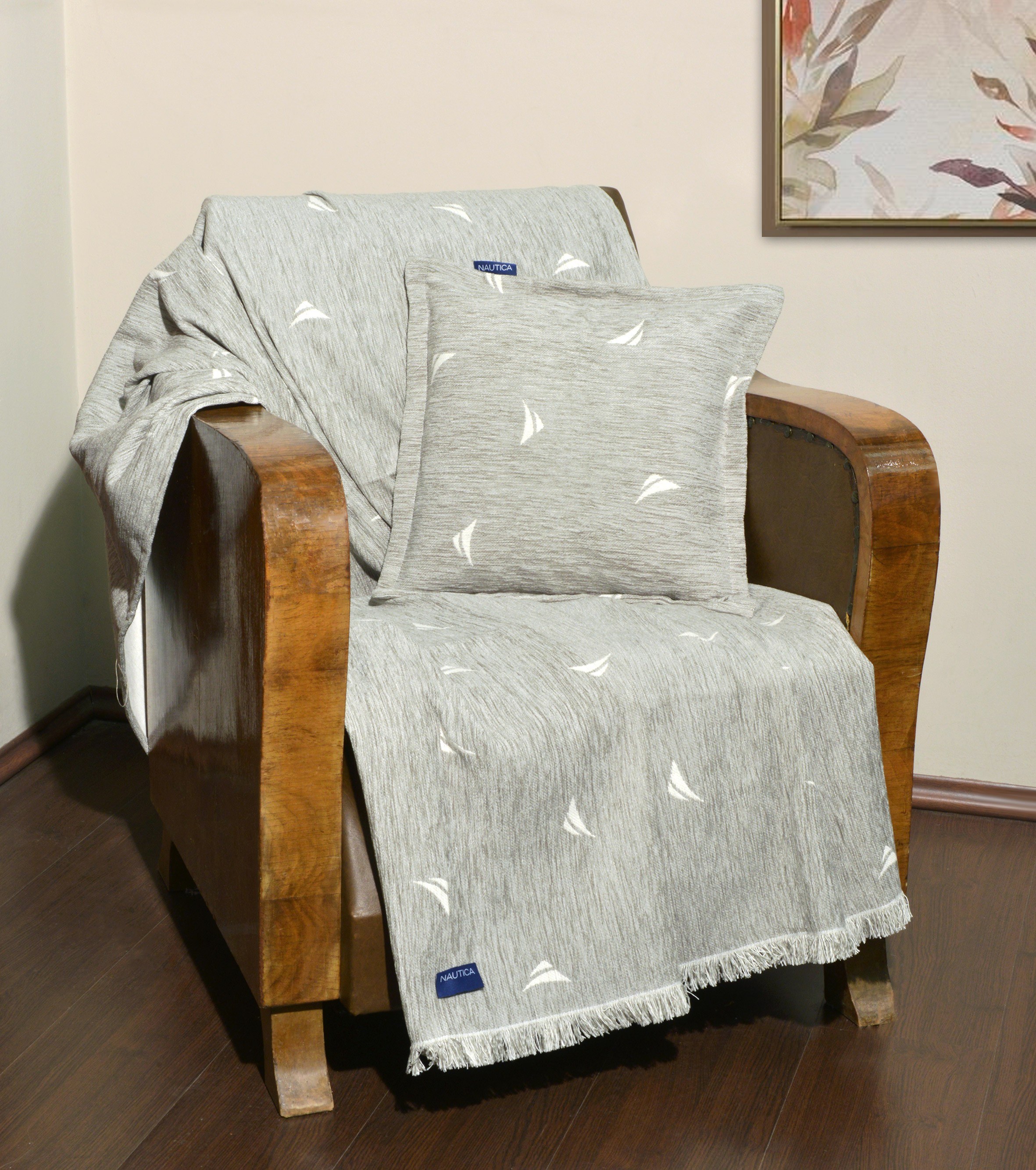 Μαξιλάρια διακοσμητικά Anesis Home - ΣΗΜΑΝΤΙΚΟ: Σε περίπτωση διαφοράς τιμής από το κατάστημα ισχύει παντα και μόνο η τιμή του καταστήματος Ριχτάρι Πολυθρόνας Nautica Γκρι Logo 170x180