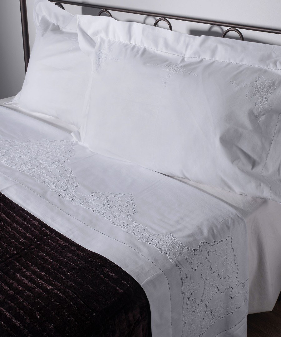 Σετ Σεντόνια Χειροποίητα Υπέρδιπλα 3 Τεμαχίων Silk Fashion 3772 Λευκό 225x270