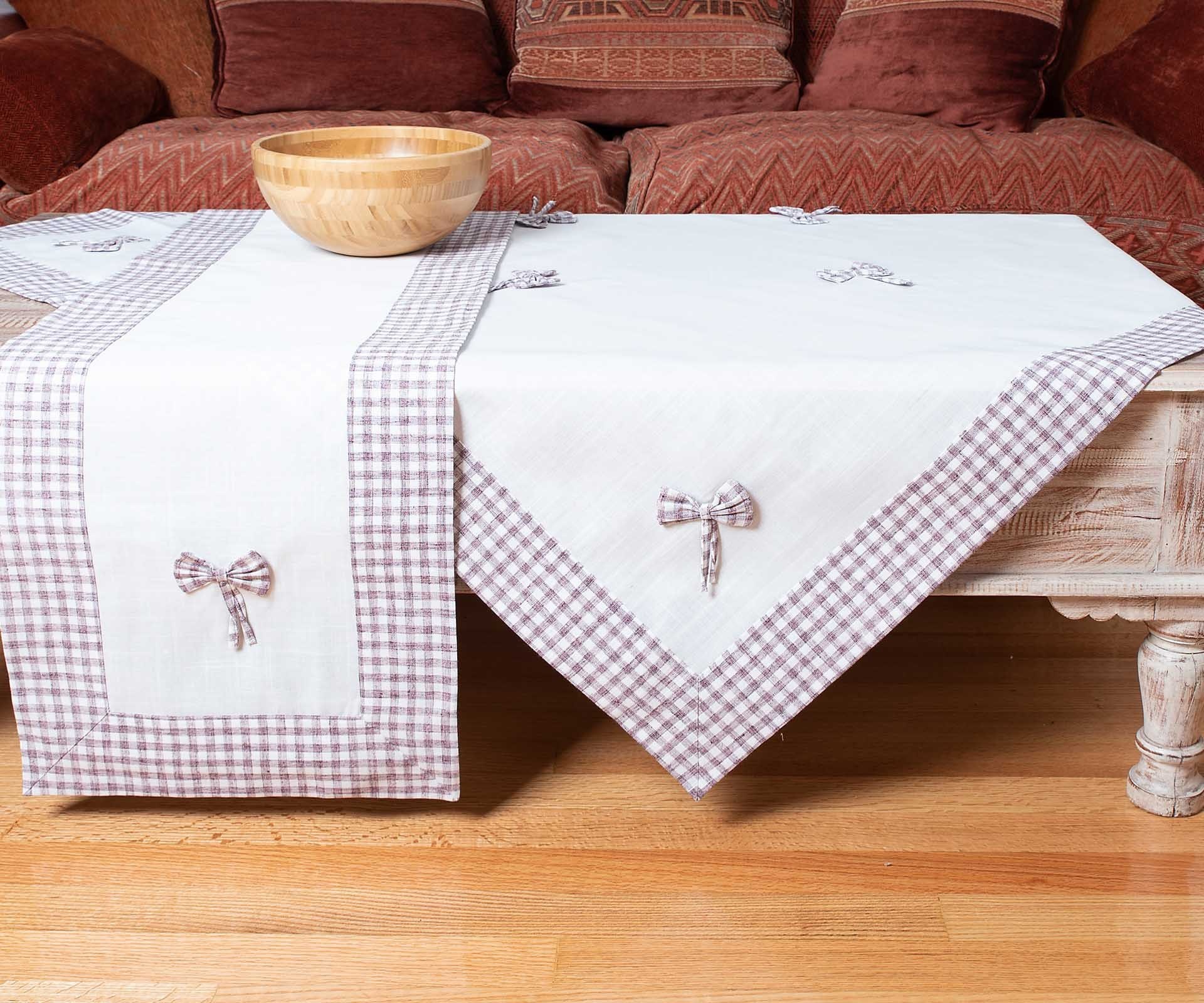 Καρέ Silk Fashion Bow Ivory/Μωβ 90x90