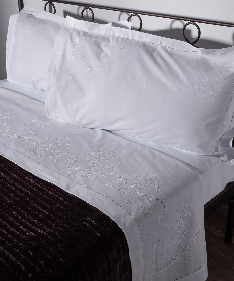 Silk Fashion Σετ Σεντόνια Χειροποίητα Υπέρδιπλα 3 Τεμαχίων Silk Fashion 2468 Λευκό 225x270