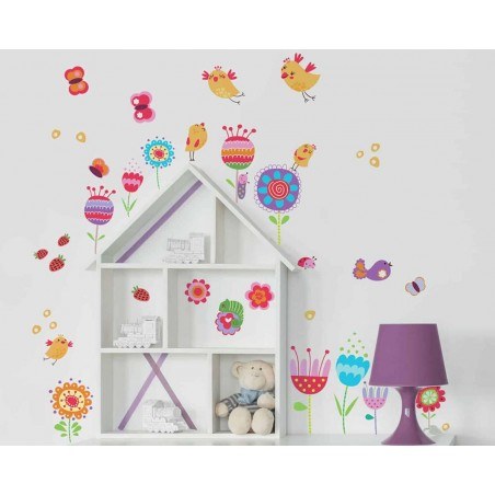 Διακοσμητικά Αυτοκόλλητα Τοίχου Ango Birds And Flowers 11214