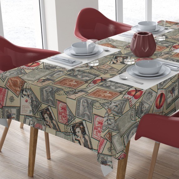 Σετ Τραπεζομάντηλο και Runner Dimcol Vintage Post Stamps...
