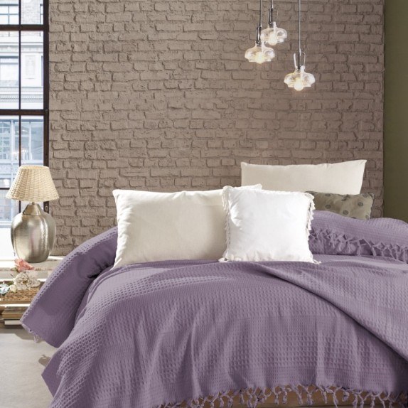 Κουβέρτα Πικέ Υπέρδιπλη Dimcol Dobby Purple 220x240