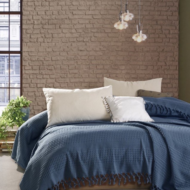 Κουβέρτα Πικέ Υπέρδιπλη Dimcol Dobby Petrol...