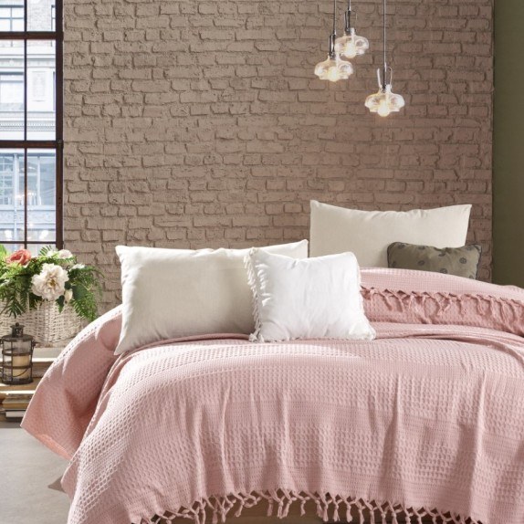 Κουβέρτα Πικέ Υπέρδιπλη Dimcol Dobby Cashmere Pink 220x240