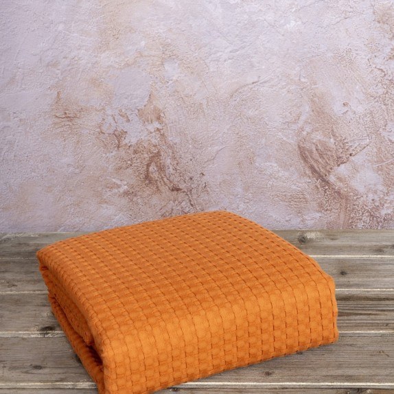 Κουβέρτα Πικέ Μονή Nima Habit Deep Orange 160x240