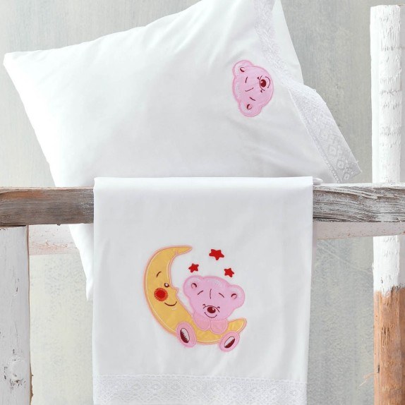 Σετ Σεντόνια Κούνιας 3 Τεμαχίων Rythmos Arturo Ροζ 100x160