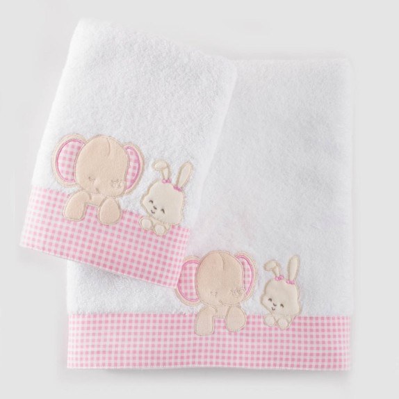 Σετ Πετσέτες Παιδικές 2 Τεμαχίων Rythmos Buddies Ροζ