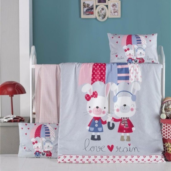 Σετ Παπλωματοθήκη Κούνιας 2 Τεμαχίων Rythmos Love Rain...