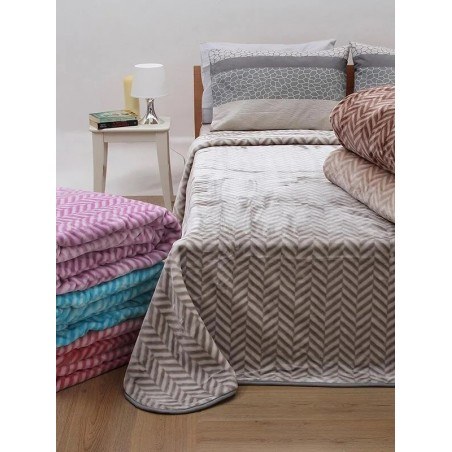Κουβέρτα Υπέρδιπλη Βελουτέ Ζακάρ Anesis Lilac 220x240