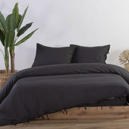 Παπλωματοθήκη Μονή Nef-Nef Cotton-Linen Anthracite 160x220
