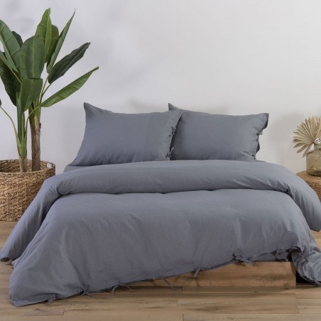 Παπλωματοθήκη King Size Nef-Nef Cotton-Linen Grey 260x240
