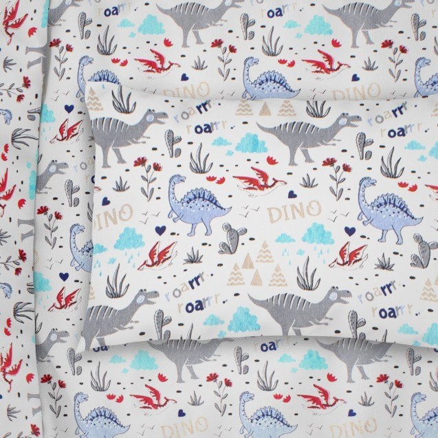 Βρεφική Μαξιλαροθήκη Dimcol Dino 309 White-Blue...