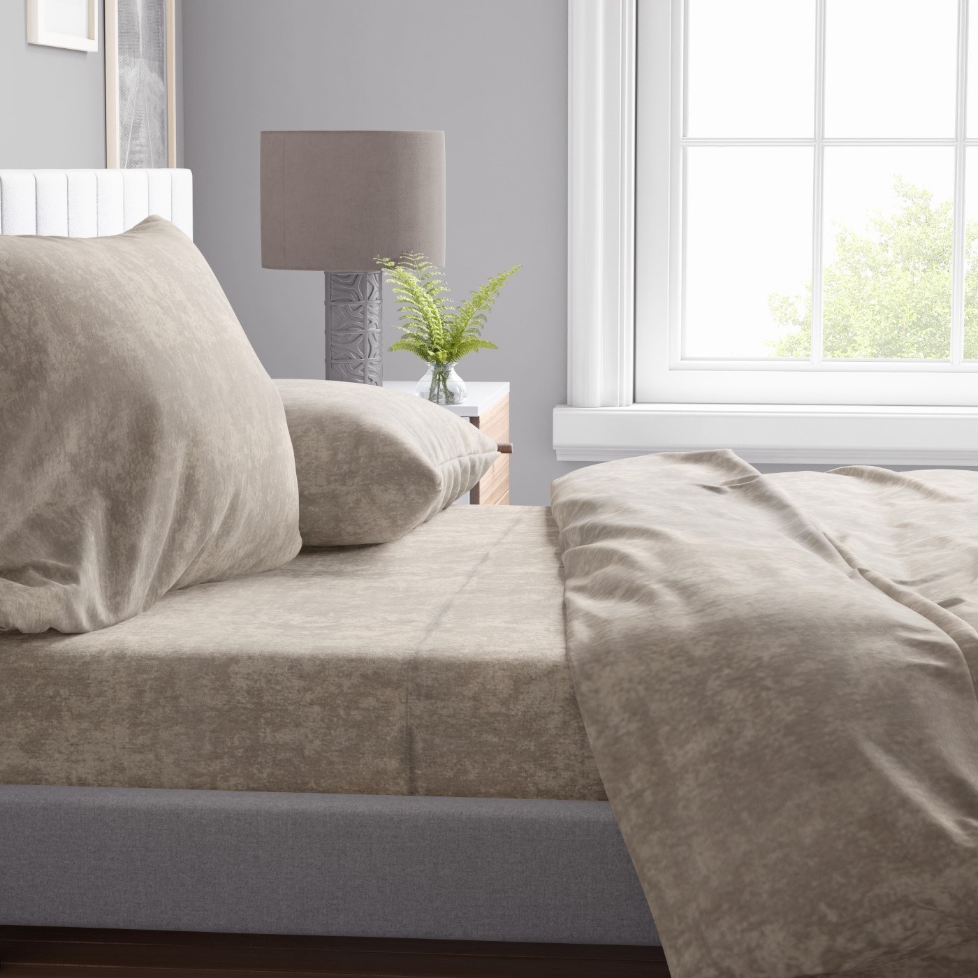 Σετ Σεντόνια Υπέρδιπλα 4 Τεμαχίων Dimcol Shadow 12 Mocha 220x240