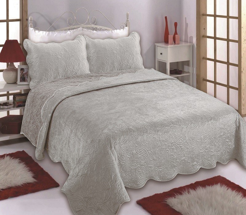 Σετ Κουβερλί Υπέρδιπλο 3 Τεμαχίων Silk Fashion Supersoft NX2212 Light Grey 220x240