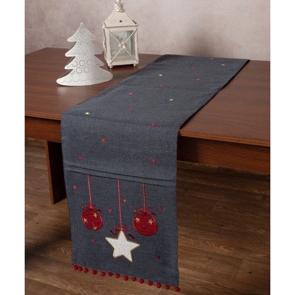 Χριστουγεννιάτικο Runner Silk Fashion NW343 Ανθρακί 35x175