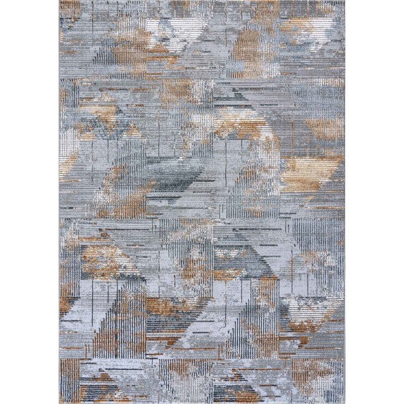 Χαλί Στρόγγυλο Madi Feathers Grey Gold Δ165