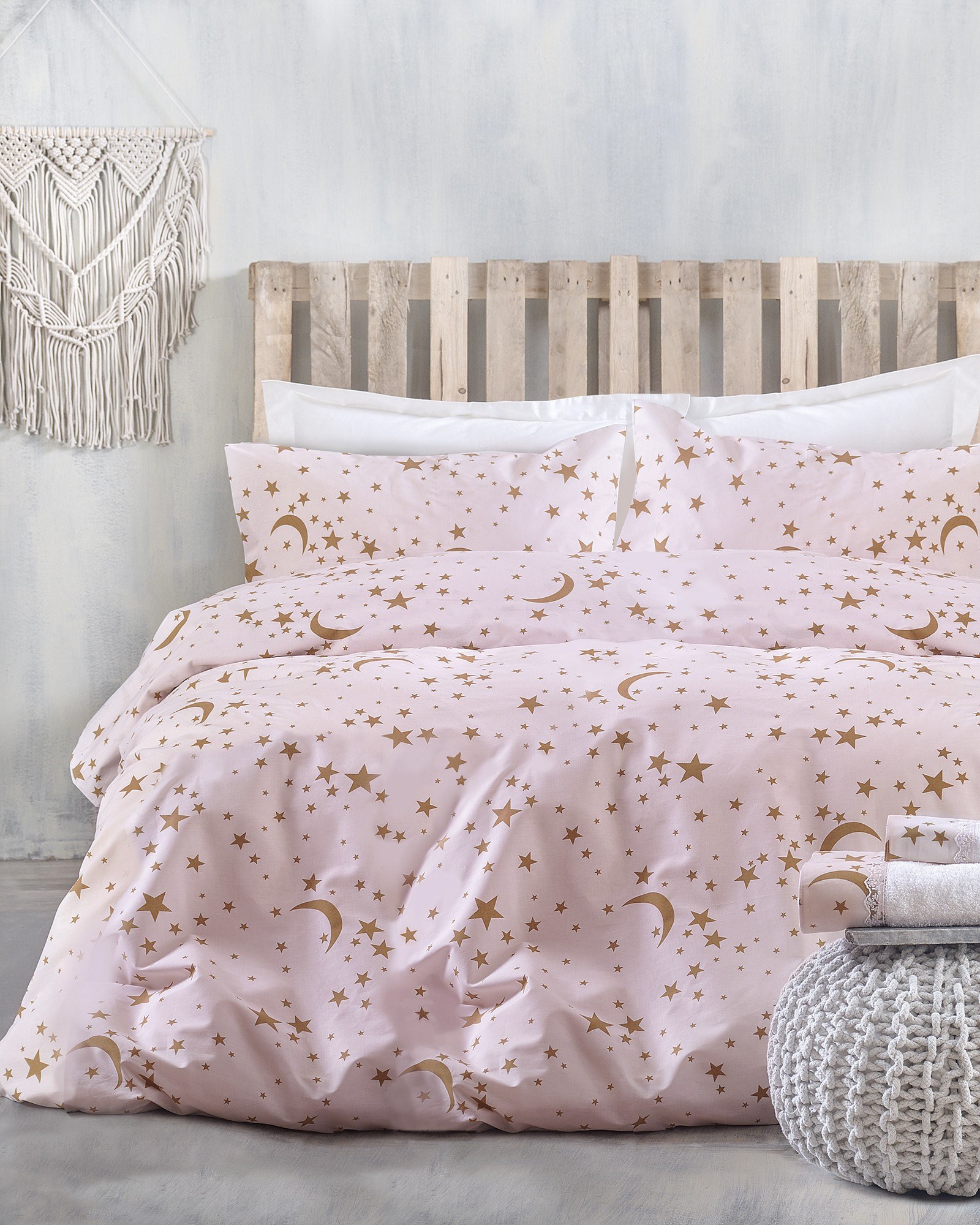 Σετ Σεντόνια Υπέρδιπλα 4 Τεμαχίων Rythmos Moonlight Ροζ 230x260