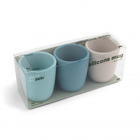 Σετ Παιδικά Ποτηράκια Σιλικόνης 3 Τεμαχίων Done by Deer Blue Mix BR76436