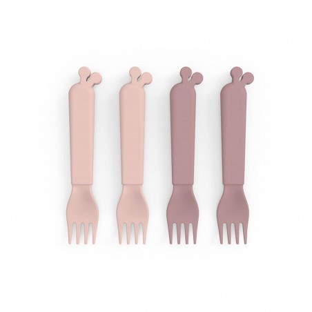 Σετ Παιδικά Πηρούνια Σιλικόνης 4 Τεμαχίων Done By Deer Lallee Sand/Coral BR76679