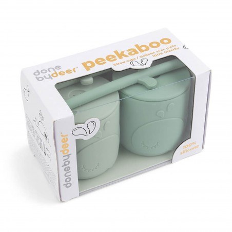 Σετ Παιδικά Κύπελλα με Καλαμάκι 2 Τεμαχίων Done By Deer Wally Green BR76686