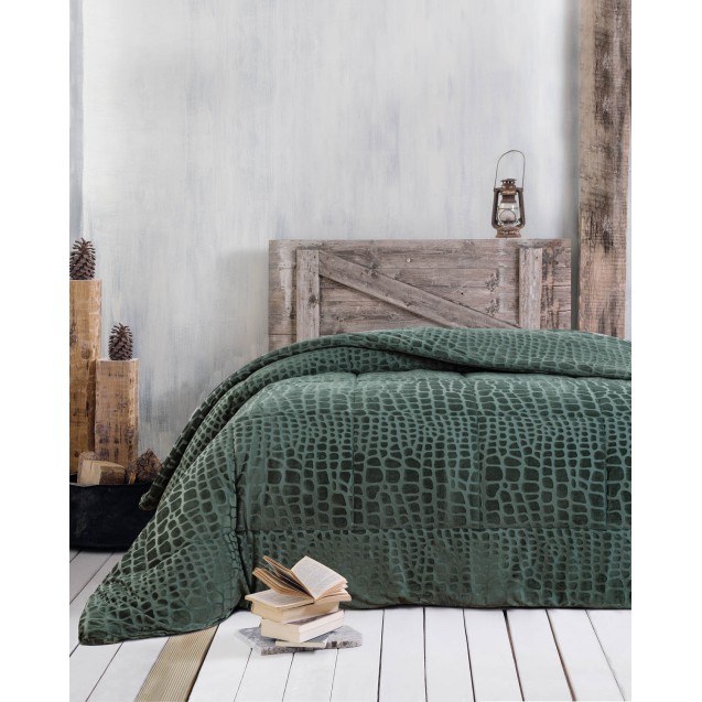 Κουβερτοπάπλωμα Μονό Rythmos Croco Πράσινο 160x220