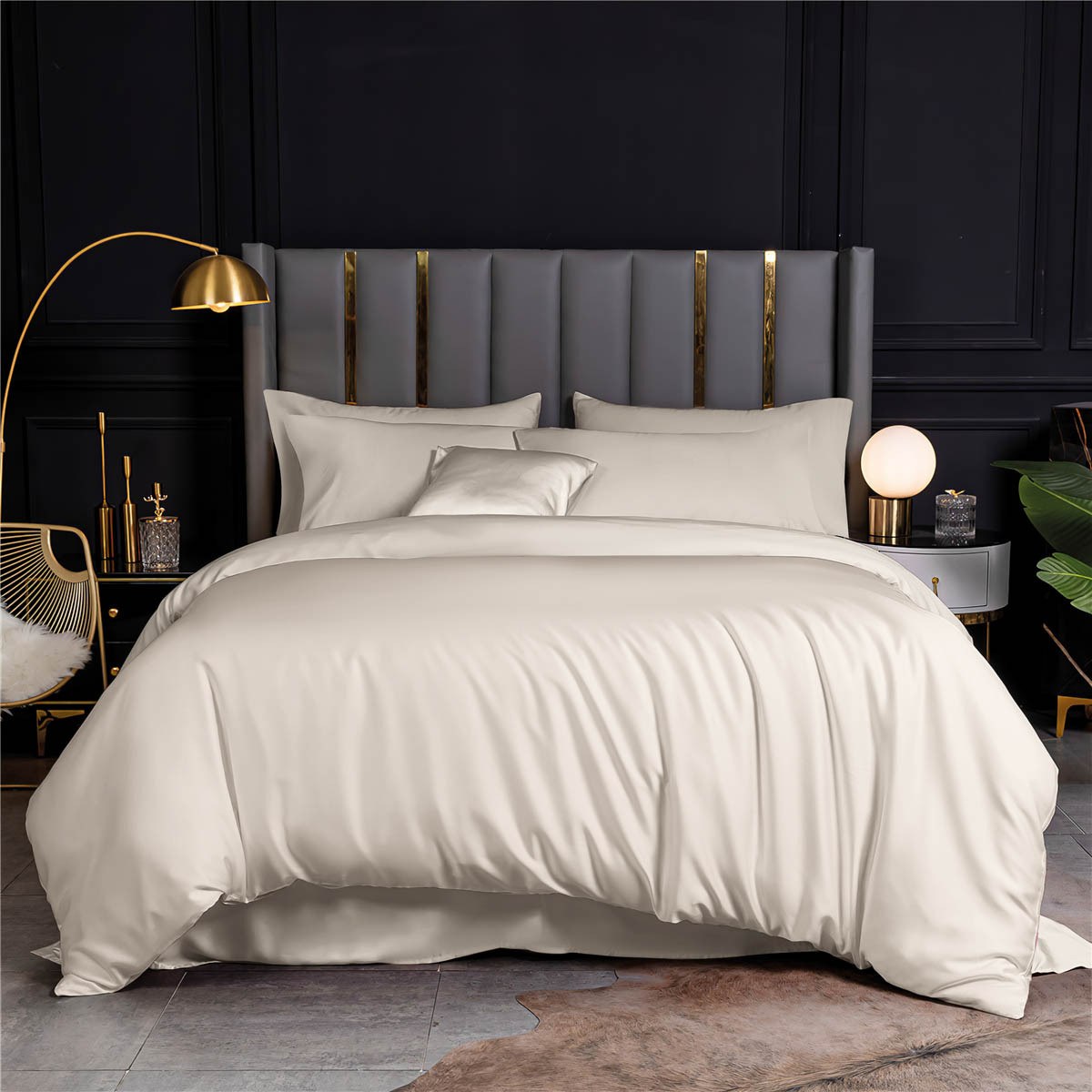 Σετ Σεντόνια King Size 4 Τεμαχίων Rythmos Bamboo Μπεζ 275x290