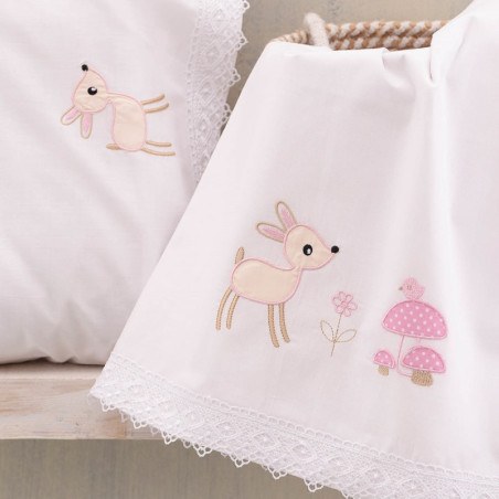 Σετ Σεντόνια Κούνιας 3 Τεμαχίων Rythmos Floppy Ροζ 100x160