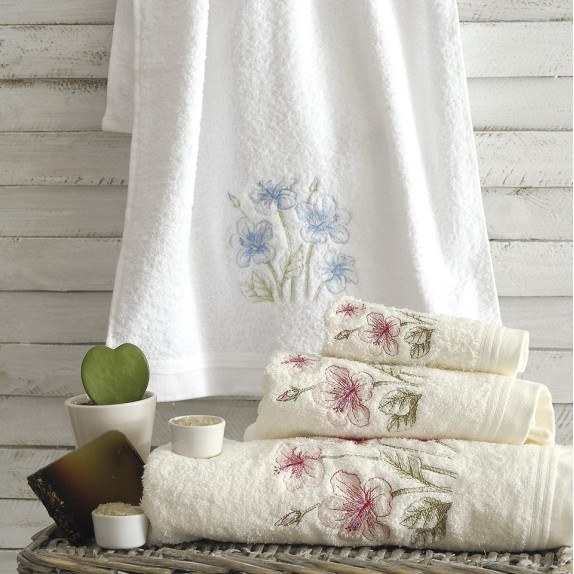 Σετ Πετσέτες 3 Τεμαχίων Rythmos Kasos Εκρού