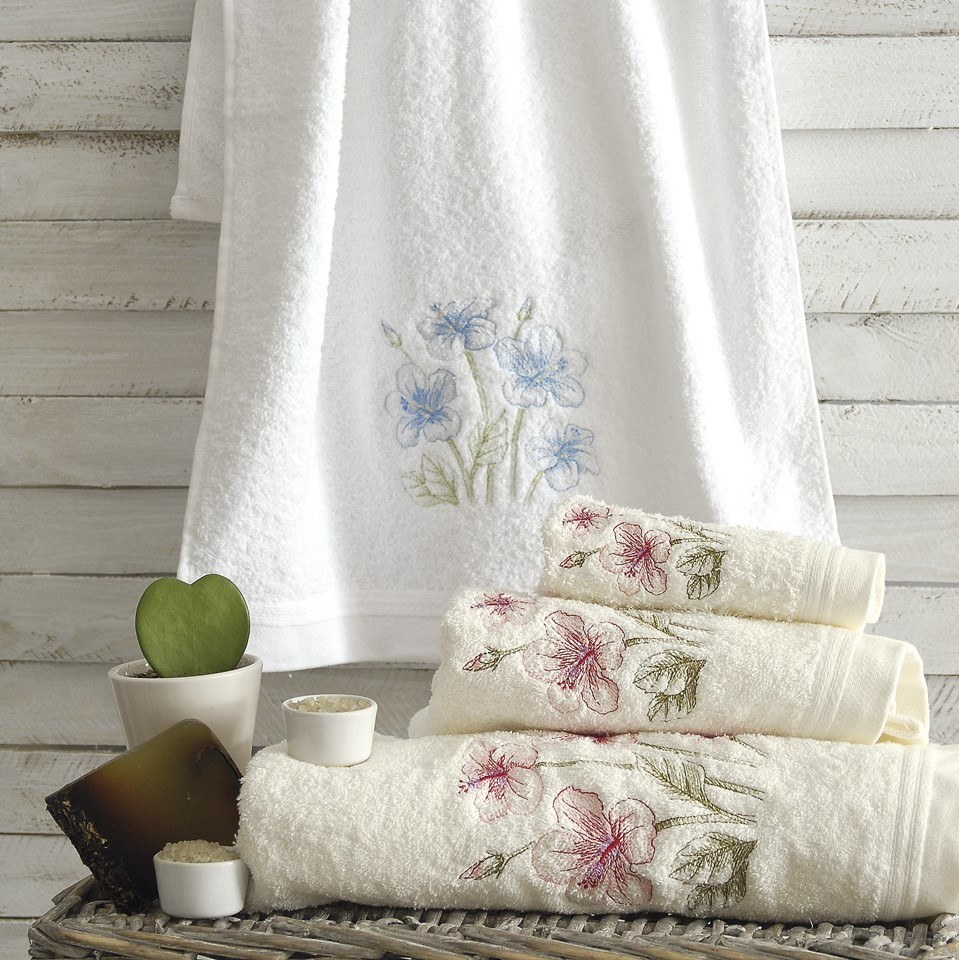 Σετ Πετσέτες 3 Τεμαχίων Rythmos Kasos Λευκό