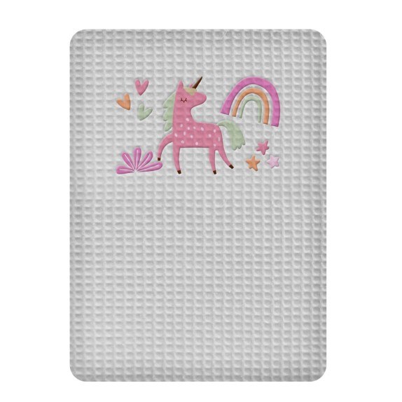 Κουβέρτα Πικέ Αγκαλιάς Adam Home Unicorn Grey 80x110