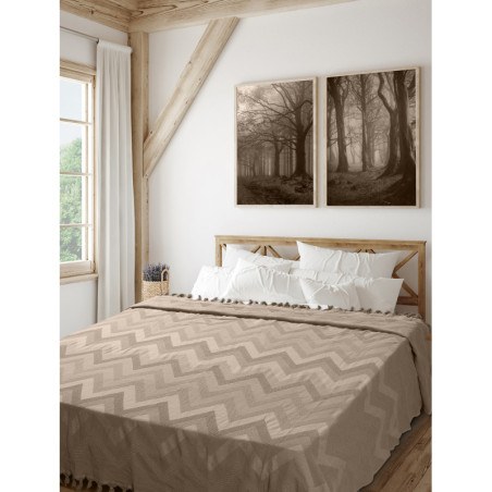 Κουβέρτα Πικέ Υπέρδιπλη Madi Golwe Beige 220x240