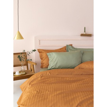 Σετ Σεντόνια Υπέρδιπλα 4 Τεμαχίων Palamaiki Sateen Riga Caramel 240x270