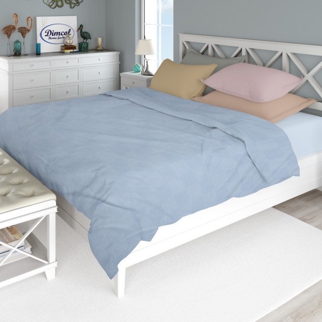 Κουβέρτα Πικέ King Size Dimcol Μονόχρωμη Σιέλ...